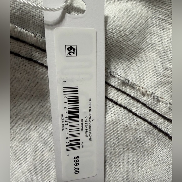 Steve Madden Leopard-Print Jean Jacket Brown and Black Short Sleeve Button Up L - Picture 8 of 10